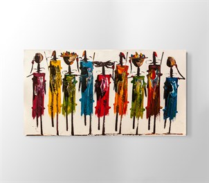 Afrikalı Kabile Renkli Desenli Kanvas Tablo