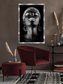 Afrika Güzeli Gümüş Gri Renkli Kanvas Tablo 
