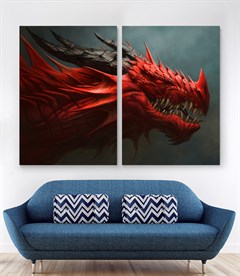 Kırmızı Ejderha Dragon Resimli Kanvas Tablo