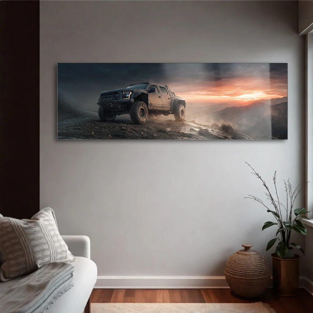 Panoramik Off-Road Arazi Aracı Cam Tablo | Yatay Temperli Duvar Dekoru
