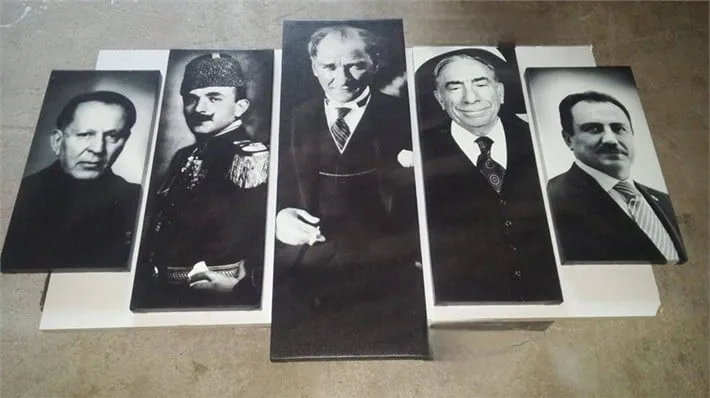 Atatürk Alparslan Türkeş Yazıcıoğlu Hüseyin Nihal Atsız Enver Paşa Kanvas Tablosu