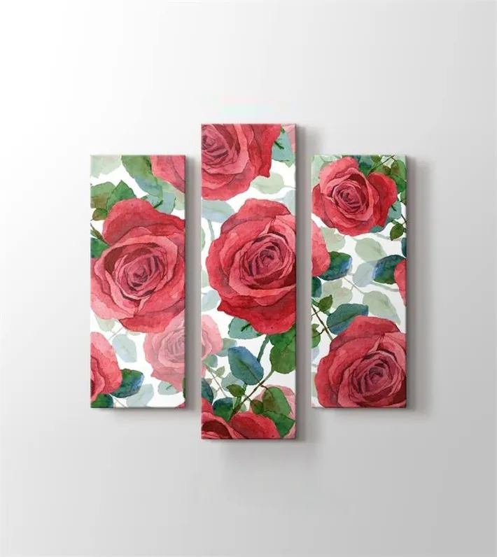 Painting Roses 3 Parça Kanvas Tablo