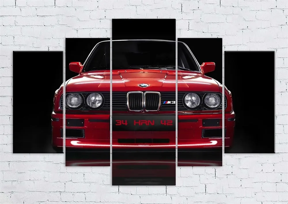 BMW E30 Araba Özel Plaka Yazılı Kanvas Tablo