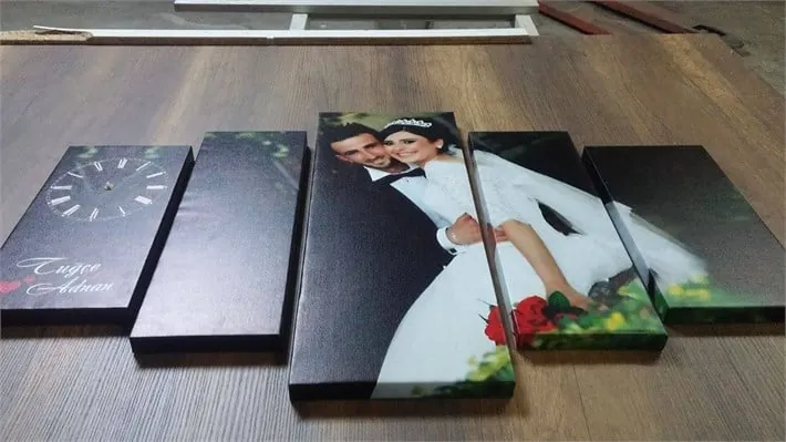 Kendi Fotoğrafınızdan Saatli 5 Parça Kanvas Tablo