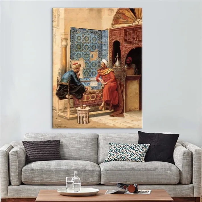 Osman Hamdi Bey Eseri Satranç Oynayan İki Adam Kanvas Tablosu