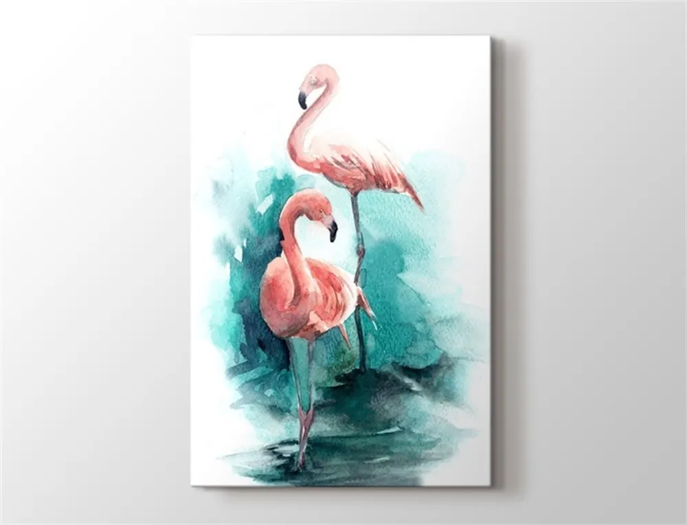 Pembe Flamingolar Kanvas Tablo