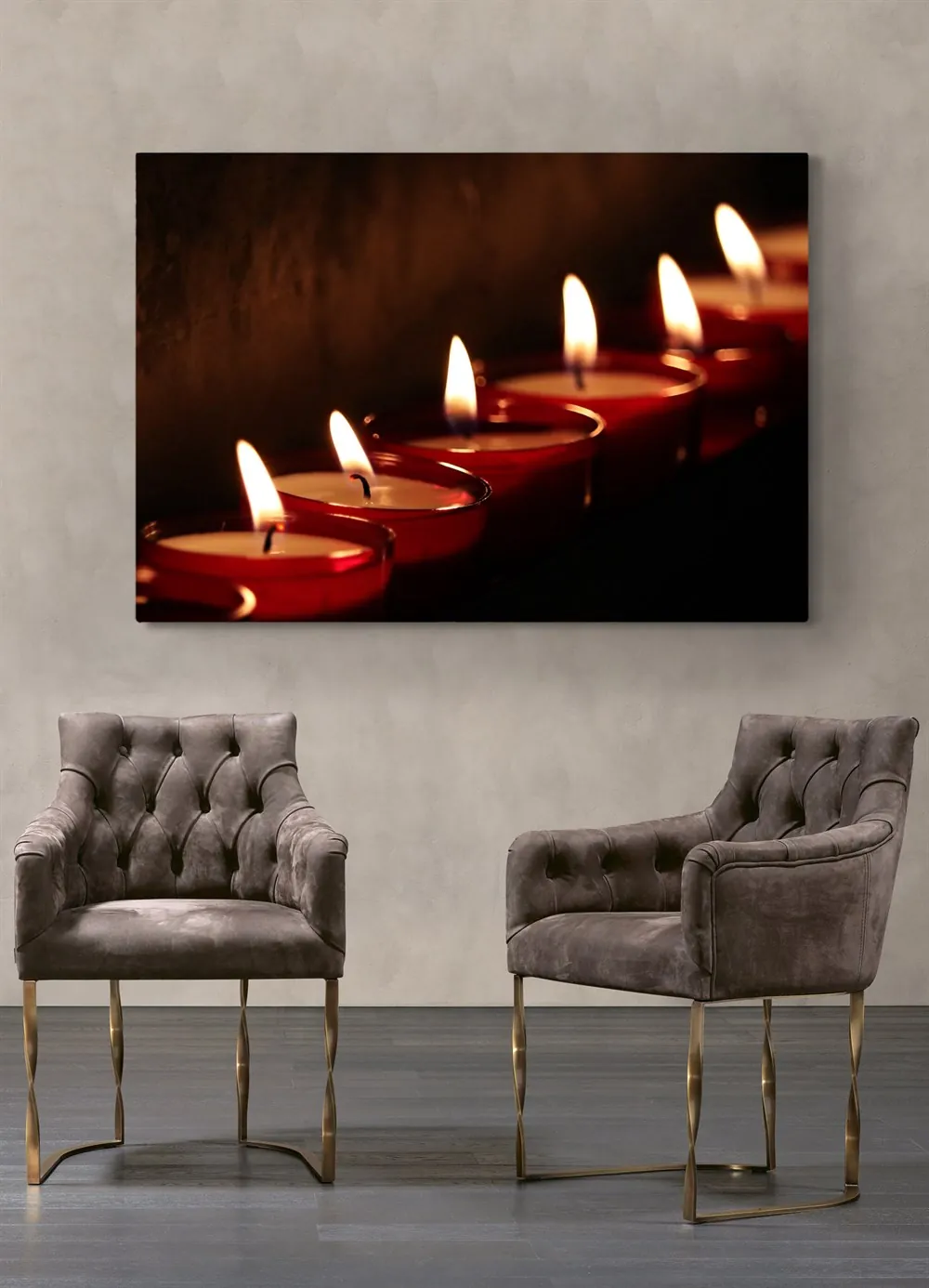 Romantik Mumlar Resimli Kanvas Tablo
