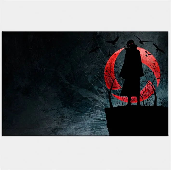 Uchiha İtachi Anime Silüet Tek Parça Kanvas Tablo
